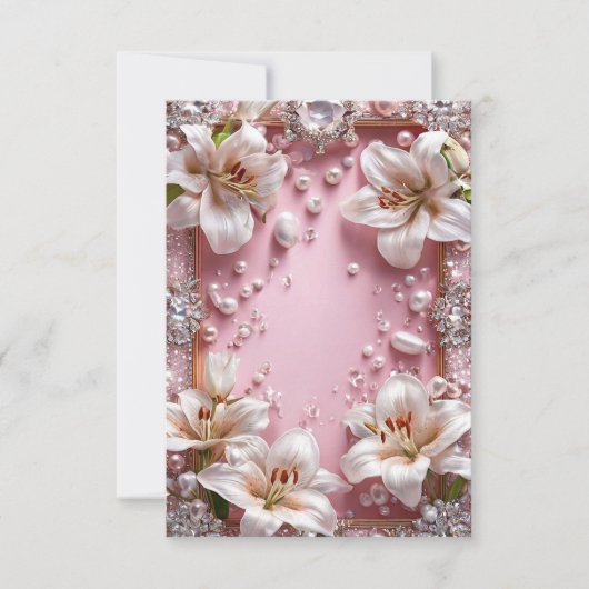 Hochzeitsrahmen für weiße Lilien Einladung (Vorderseite)