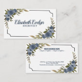 Hochzeitsrahmen mit Aquarellfarben-Blume Visitenkarte (Vorne/Hinten)