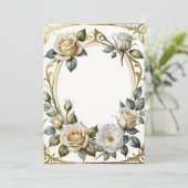 Hochzeitsrahmen romantisch und gold einladung (Stehend Vorderseite)