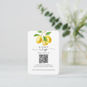 Hochzeitsraster QR-Code Lemon Citrus Begleitkarte (Stehend Vorderseite)
