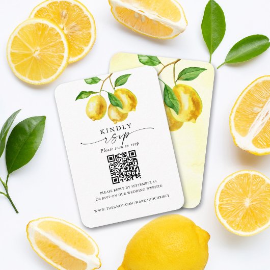 Hochzeitsraster QR-Code Lemon Citrus Begleitkarte
