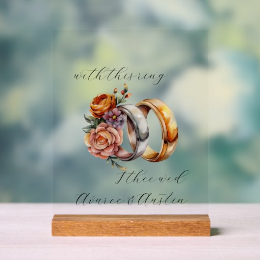 Hochzeitsraten und Blume Acrylschild (Neutral)