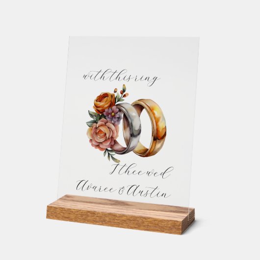 Hochzeitsraten und Blume Acrylschild (Winkel)