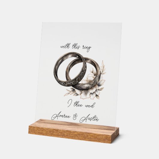 Hochzeitsraten und Blume Acrylschild (Winkel)