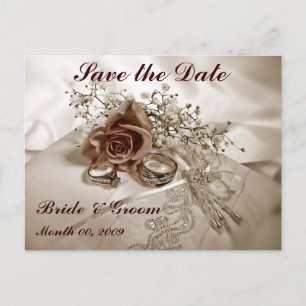 Hochzeitsraten und Rose Save the Date Postkarten