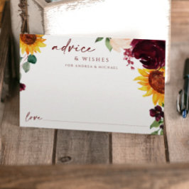 Hochzeitsratenkarte Fall Sonnenblumen Hochzeit Hinweiskarte