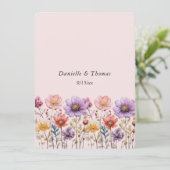 Hochzeitsratgeber Frühlingsblumen Rosa Lila Gelb Hinweiskarte (Stehend Vorderseite)
