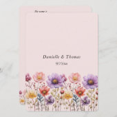 Hochzeitsratgeber Frühlingsblumen Rosa Lila Gelb Hinweiskarte (Vorne/Hinten)