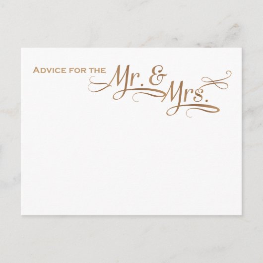 Hochzeitsratgeber für den Schriftart Mr. und Mrs. Hinweiskarte (Vorderseite)