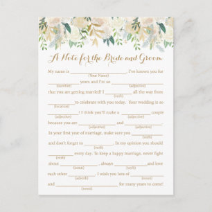 Hochzeitsratgeber für Gold und Weiße Blume Postkarte