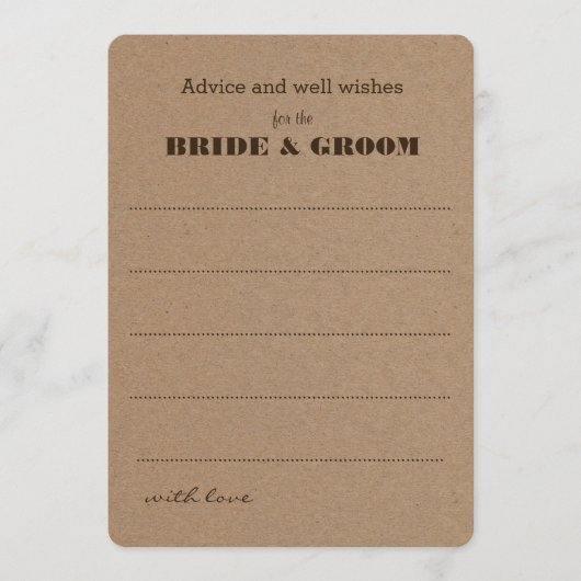 Hochzeitsratgeber | Rustikales Kraftpapier Hinweiskarte (Vorderseite)