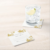 Hochzeitsratgeber und Brunnenwünsche, Gold Foil Ro Rechteckiger Pappuntersetzer (Vor Ort)