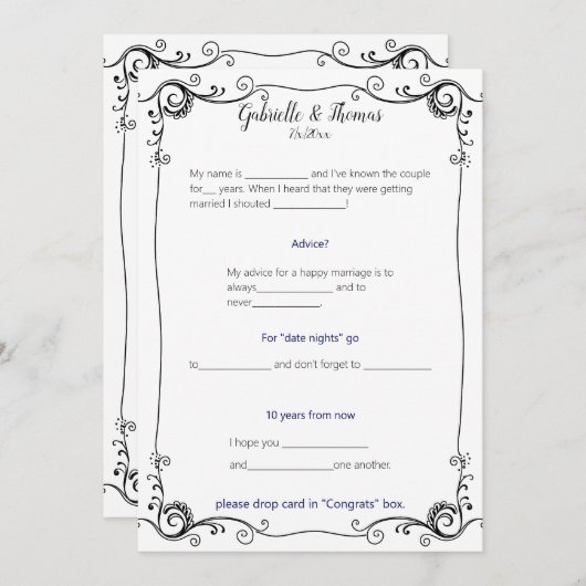 Hochzeitsratgeber und Kommentare Einladung (Vorne/Hinten)