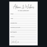 Hochzeitsratgeber und Wünsche<br><div class="desc">Diese einfachen, schwarz-weiß, modern, minimalistisch, handschriftlich Skripte Advice & Wishings Blätter sind perfekt, um Brautparty, Probe Dinner oder Hochzeitsgäste für das glückliche Paar auszufüllen. Die Menschen werden die Liebe haben, die Anweisungen zu bekommen - sie machen es so einfach, liebende Ratschläge und gute Wünsche verlassen. Sie werden noch auf Jahre...</div>