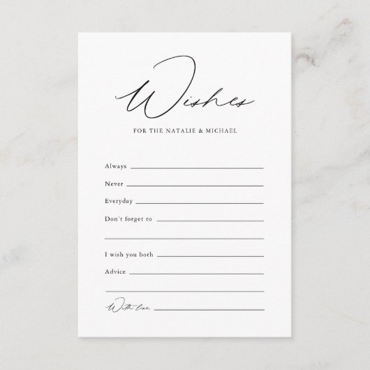 Hochzeitsratgeber und Wünsche für Braut und Bräuti Hinweiskarte (Vorderseite)