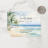 Hochzeitsreaktion am Strand in tropischen Aquarell Mitteilungskarte (Vorderseite/Rückseite Beispiel)