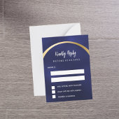 Hochzeitsreaktion auf Navy-Blue-Gold-Bogen Mitteilungskarte
