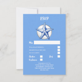 Hochzeitsreaktion auf Starfish-Blau RSVP Karte