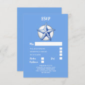 Hochzeitsreaktion auf Starfish-Blau RSVP Karte (Vorne/Hinten)