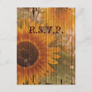 Hochzeitsreaktion auf Vintage Landessonnenblume UA Einladungspostkarte