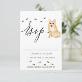 Hochzeitsreaktion Begrüßungskorgi-Hund RSVP Karte (Stehend Vorderseite)