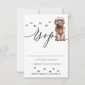Hochzeitsreaktion Brown Cavapoo Dog RSVP Karte (Vorderseite)