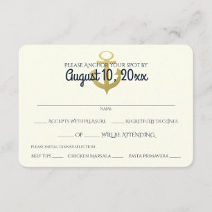 Hochzeitsreaktion der Nautischen Marine und des Go RSVP Karte