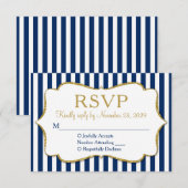 Hochzeitsreaktion in Blue Stripe UAWG RSVP Karte (Vorne/Hinten)