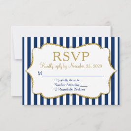 Hochzeitsreaktion in Blue Stripe UAWG RSVP Karte