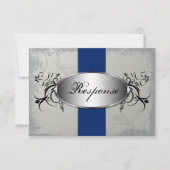Hochzeitsreaktion RSVP Card Royal Blue Slate Gray (Vorderseite)