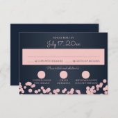 Hochzeitsreaktion von Navy Blue und Pink RSVP Karte (Vorne/Hinten)