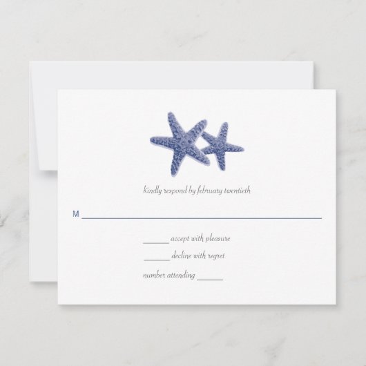 Hochzeitsreaktion von Starfish Pair RSVP Karte (Vorderseite)