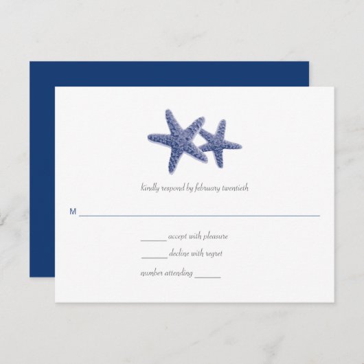 Hochzeitsreaktion von Starfish Pair RSVP Karte (Vorne/Hinten)