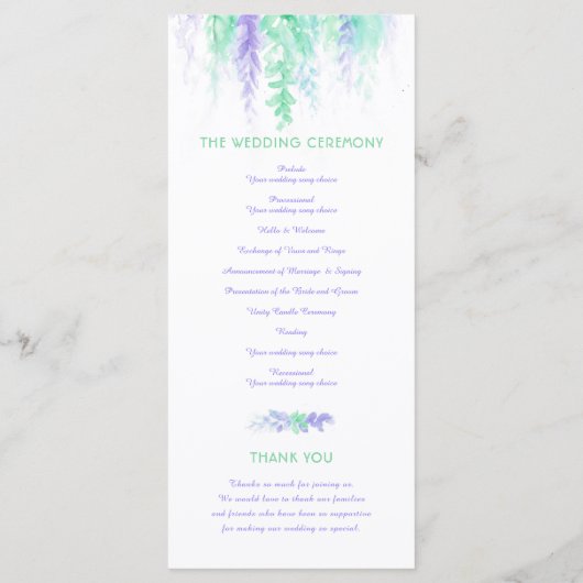 Hochzeitsreben mit Kaskadengeflecht Aquarellenprog Programm (Rückseite)