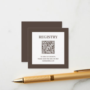 Hochzeitsregister-QR-Code Braun Begleitkarte