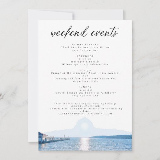 Hochzeitsreise am Lakefront Einladung (Rückseite)