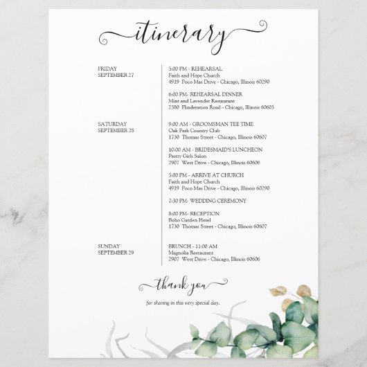 Hochzeitsreise am Wochenende für Gäste im Grünen (Rückseite)