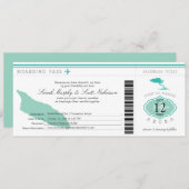 Hochzeitsreise Boarding nach Aruba Einladung (Vorne/Hinten)