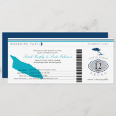 Hochzeitsreise Boarding nach Aruba Einladung (Vorne/Hinten)