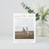 Hochzeitsreise Foto Save the Date Postkarte in Gol (Stehend Vorderseite)