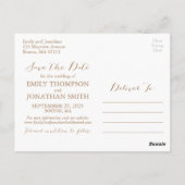 Hochzeitsreise Foto Save the Date Postkarte in Gol (Rückseite)