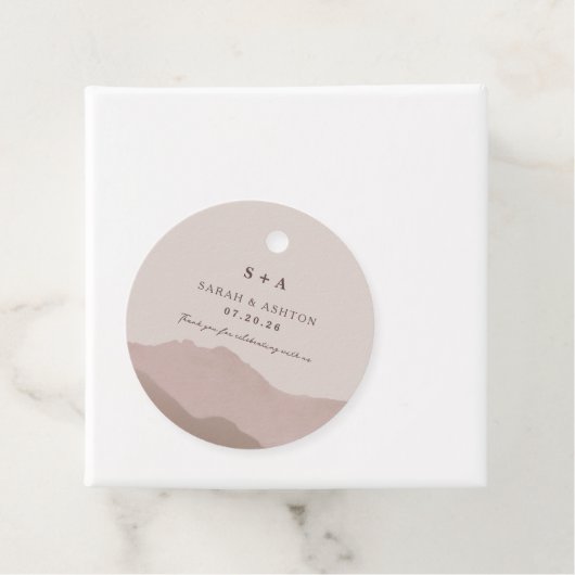 Hochzeitsreise in den Bergen Geschenkanhänger (Beispiel)