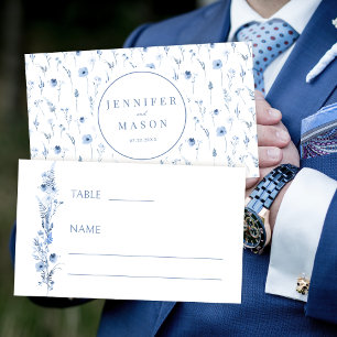 Hochzeitsreise mit blauer Wildblume Flat Platzkart Platzkarte