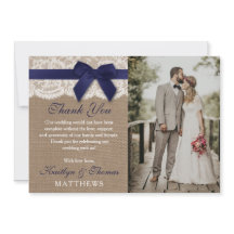 Hochzeitsreise mit dem Foto "Navy Ribbon on Burlap