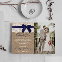 Hochzeitsreise mit dem Foto "Navy Ribbon on Burlap