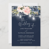 Hochzeitsreise mit dem Navy Blush Gold Floral Rust Einladung (Vorderseite)