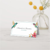 Hochzeitsreise mit Hummingvögeln in der roten trop Platzkarte (Rückseite)