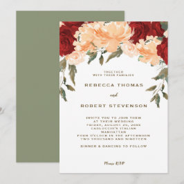 Hochzeitsreise mit modernen pfirsichfarbenen rote einladung