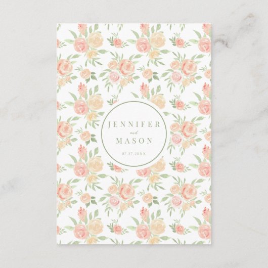 Hochzeitsreise mit orangefarbenem Blumen Begleitkarte (Rückseite)