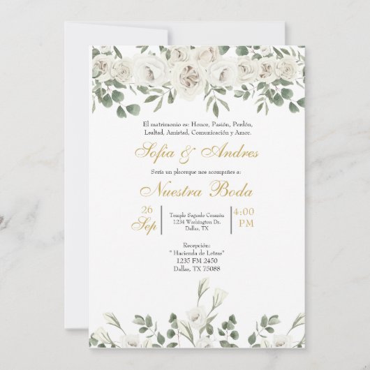 Hochzeitsreise mit Rosenbukett Einladung (Vorderseite)